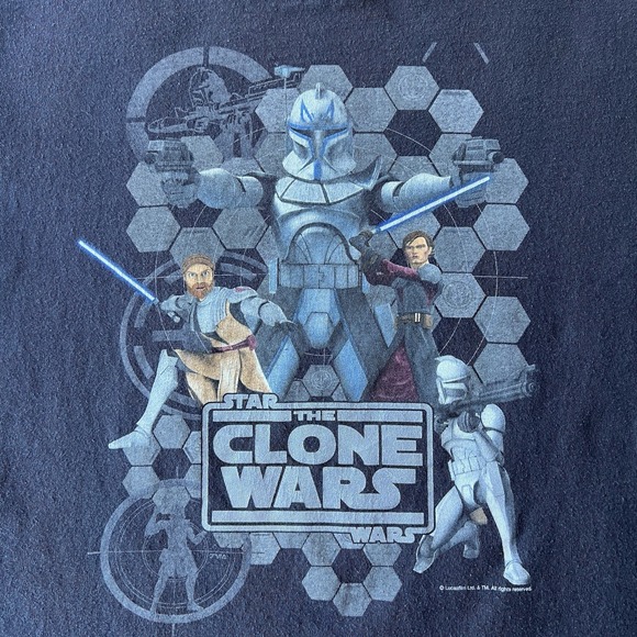 VTG Y2K Womens Star Wars The Clone Wars TV Show Promo Faded Black Medium 19.5x23 - Picture 2 of 7